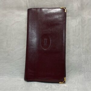 Vintage Cartier Long Bifold Bordeaux Leather Wallet